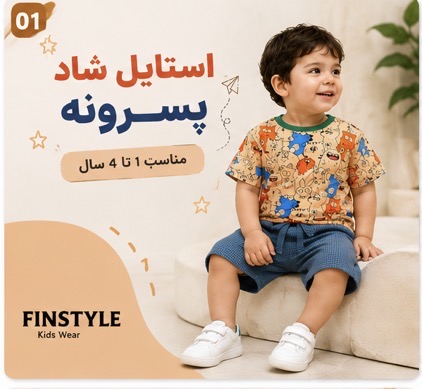 ست پسرانه تیشرت و شلوارک طرح دار
